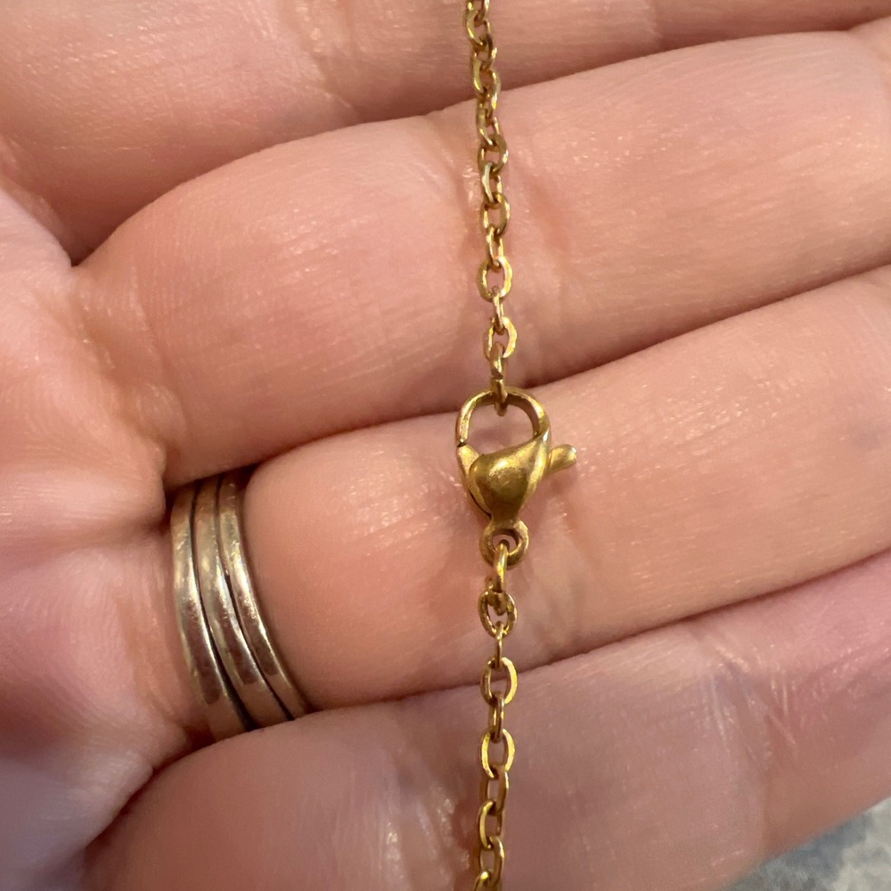 Minnie‎ Mouse Crystal Pendant Gold Tone Necklace 18 Inch Vtg Aesthetic - Picture 4 of 4